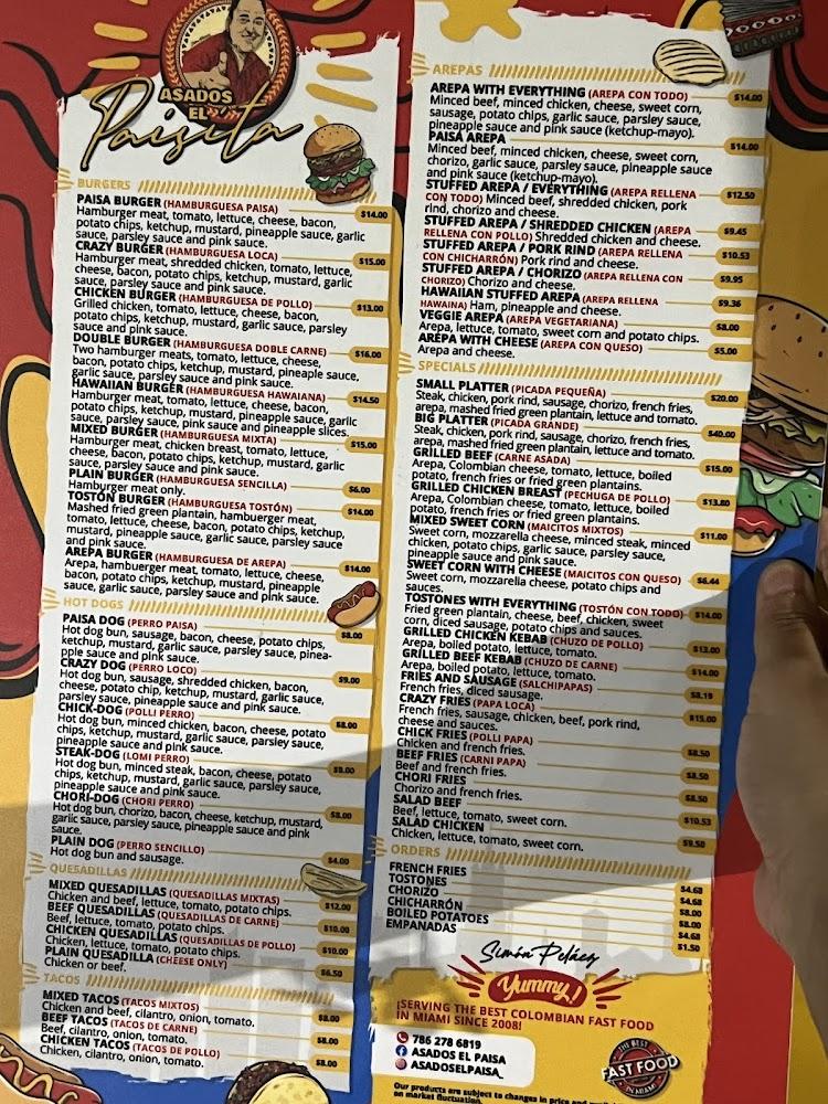 Asados El Paisita Foodtruck Menu image 1